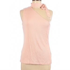 1 State Ribbed Knit One Shoulder Tie Neck Top sz Medium